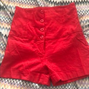 Red high waisted shorts